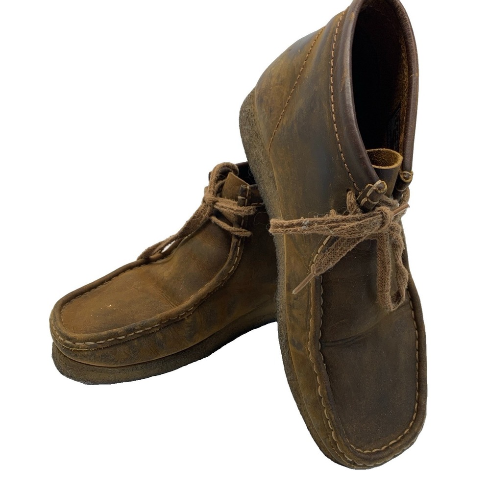 Clarks Originals Mens Wallabee Boot Beeswax Brown Leather Moccasin Chukkas 8.5